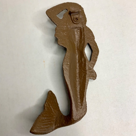 Cast Iron rustic Coastal Mermaid nautical/beach wall hook, antique brown finish - Picture 4 of 7